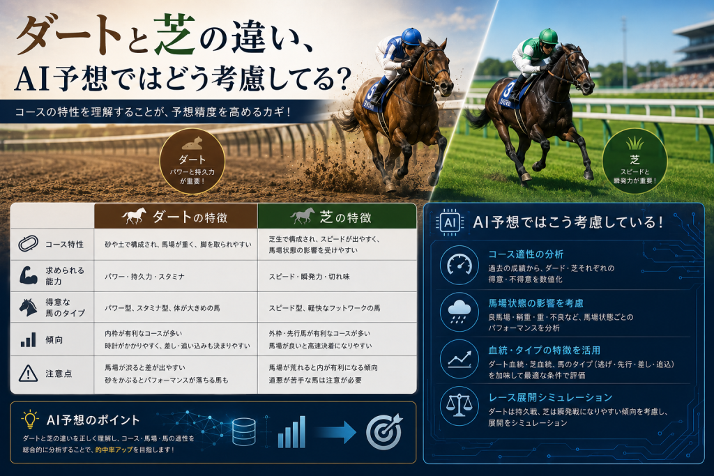 ダートと芝の違い、AI予想ではどう考慮してる？