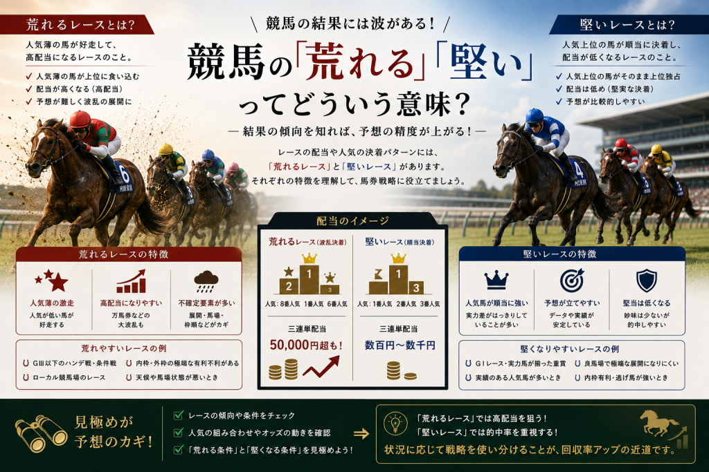 競馬の「荒れる」「堅い」ってどういう意味？