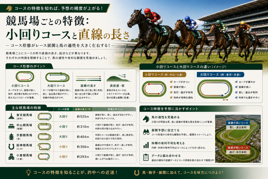 競馬場ごとの特徴：小回りコースと直線の長さ