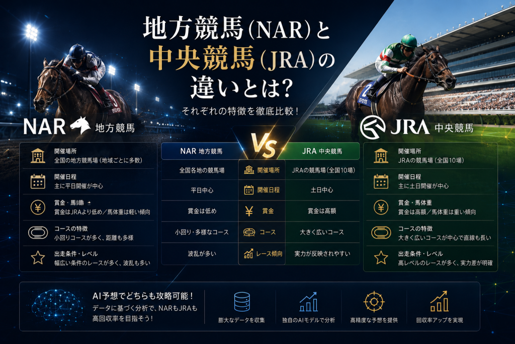 地方競馬（NAR）と中央競馬（JRA）の違いとは？